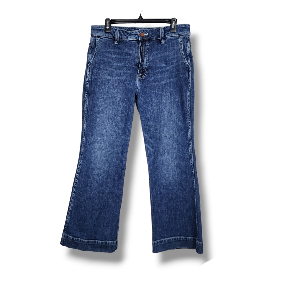 J.Crew Jeans Wide Leg Denim Casual Pants Flare Bell Leg Stretch Size 30 Petite